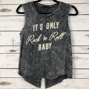 NWOT Recycled Karma It’s Only ROCK & ROLL 🎶 🎸 Distressed Grey T Shirt Medium